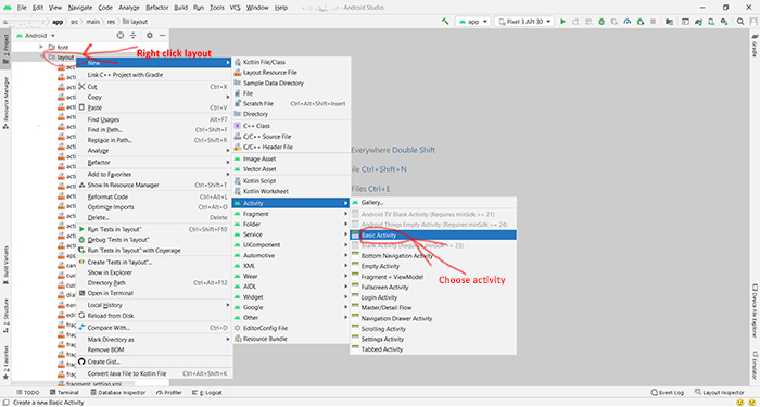 Activity in Android Studio 4