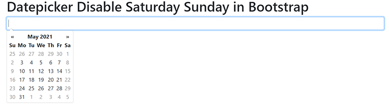 Datepicker Disable Saturday Sunday in Bootstrap