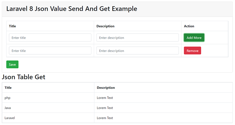 Laravel 8  Json Value Send And Get  Example