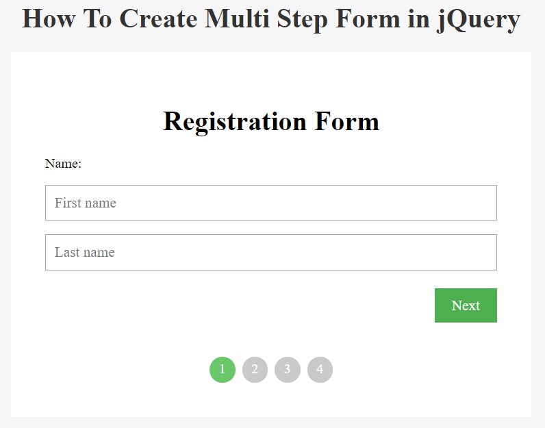 how to create multi step form in jQuery